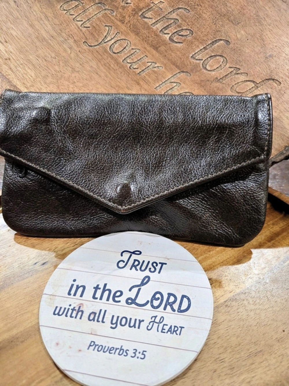 🌼Brown Leather Envelope Clutch Wallet - Picture 7 of 7